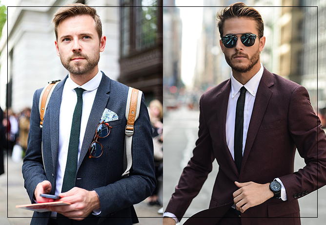 No click de street style, a gravata slim dá um ar cool sem deixar a elegância de lado